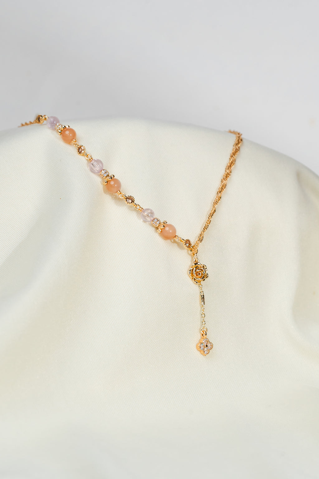Unfurl Necklace - Peach Moonstone & Kunzite
