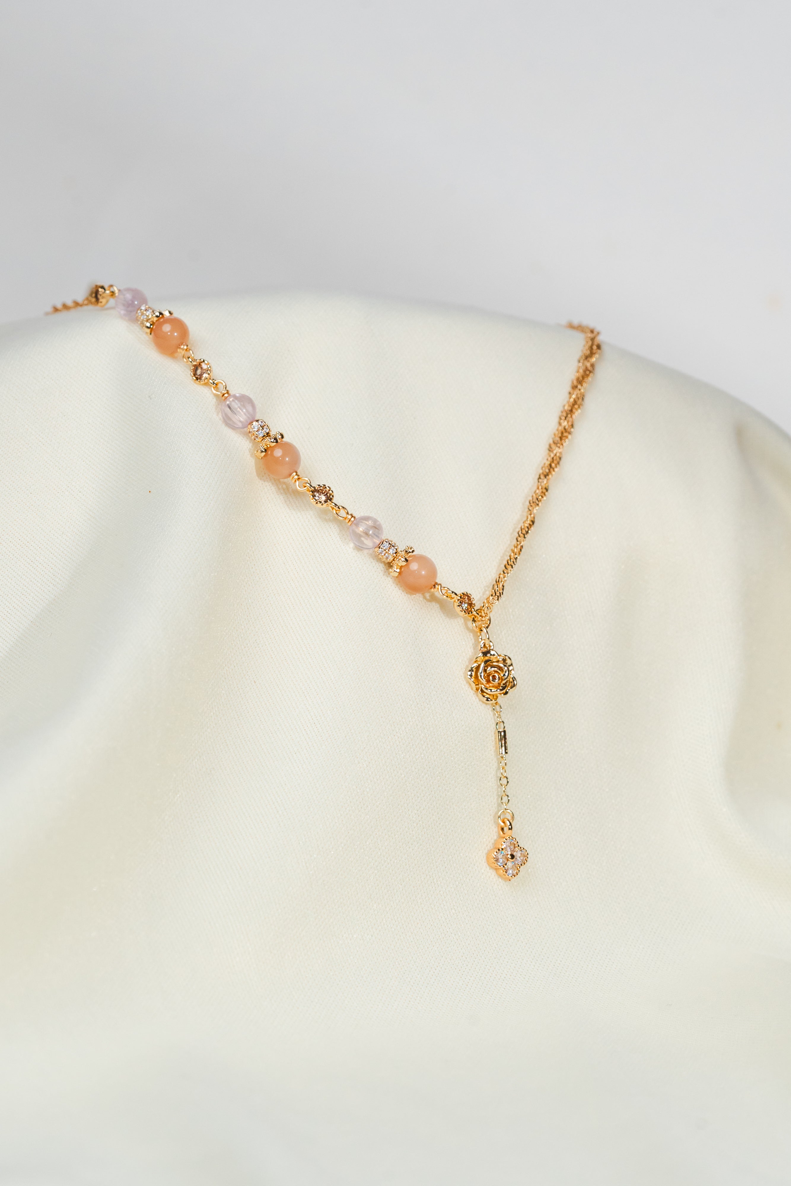 Unfurl Necklace - Peach Moonstone & Kunzite