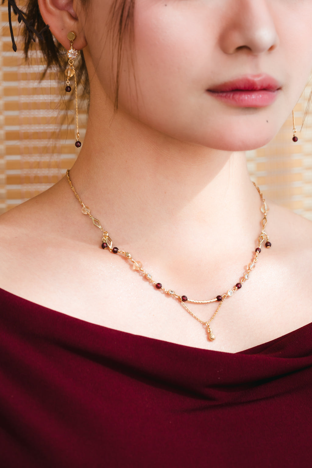 Auspira Necklace - Citrine, Meteorite & Garnet Crystals