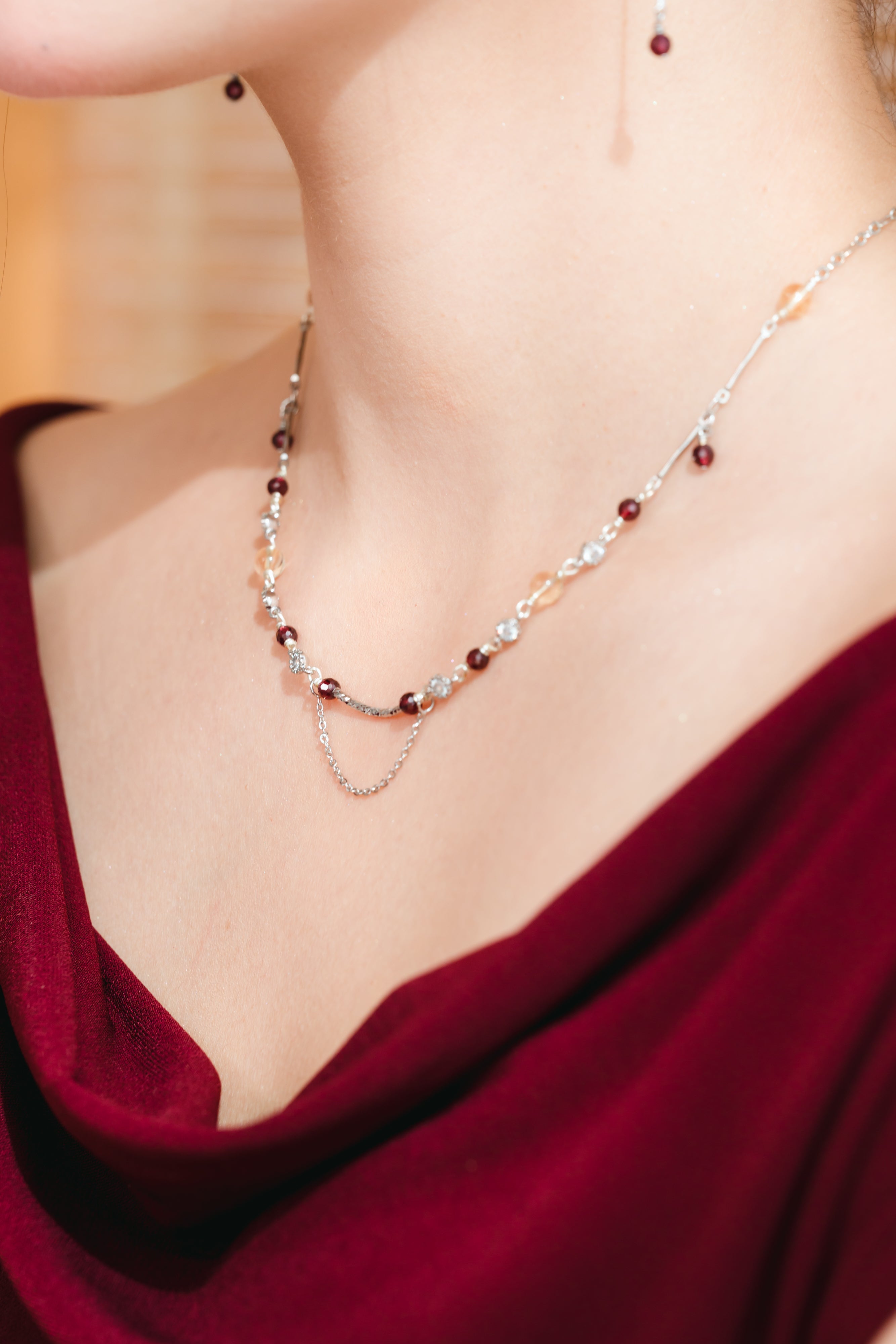 Auspira Necklace - Citrine, Meteorite & Garnet Crystals