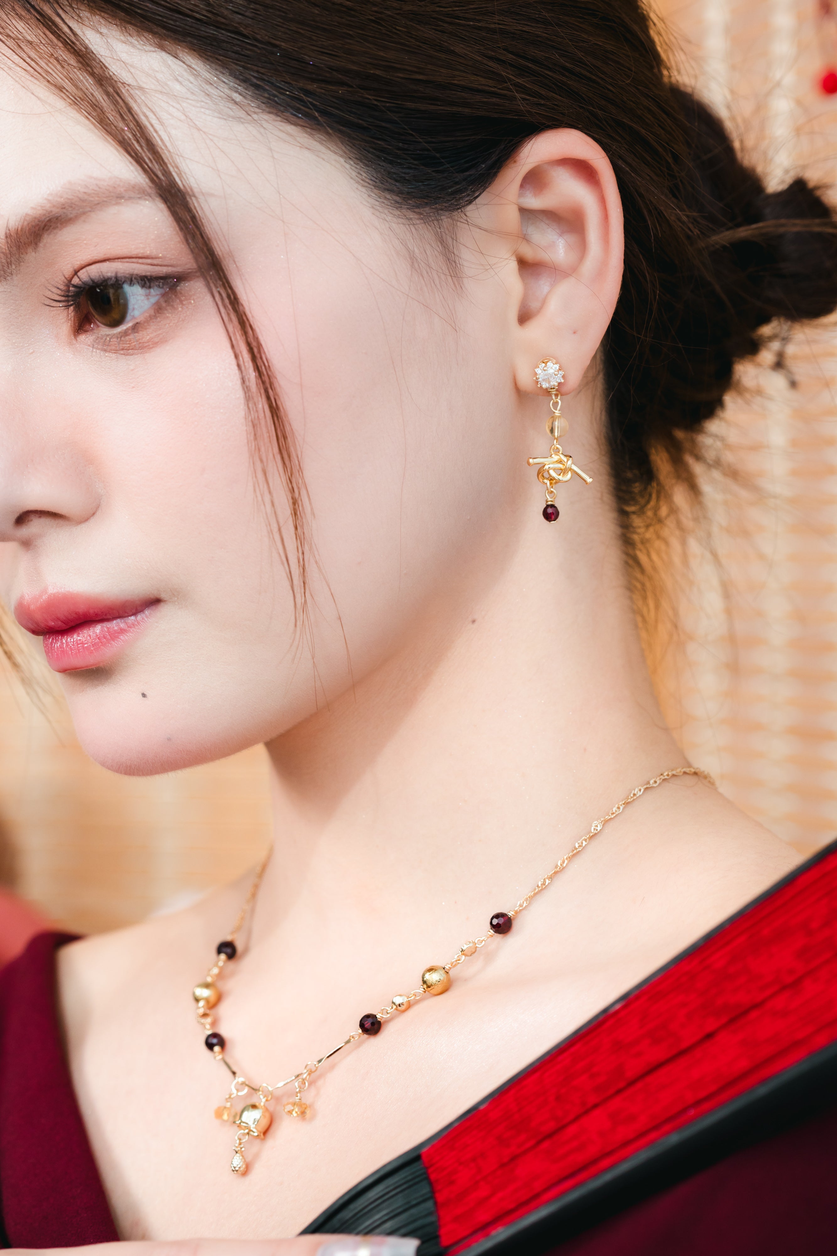 Abundia Necklace - Citrine, Meteorite & Garnet Crystals