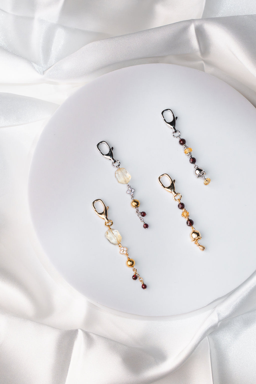 Blessia Keychain - Garnet & Citrine Crystal