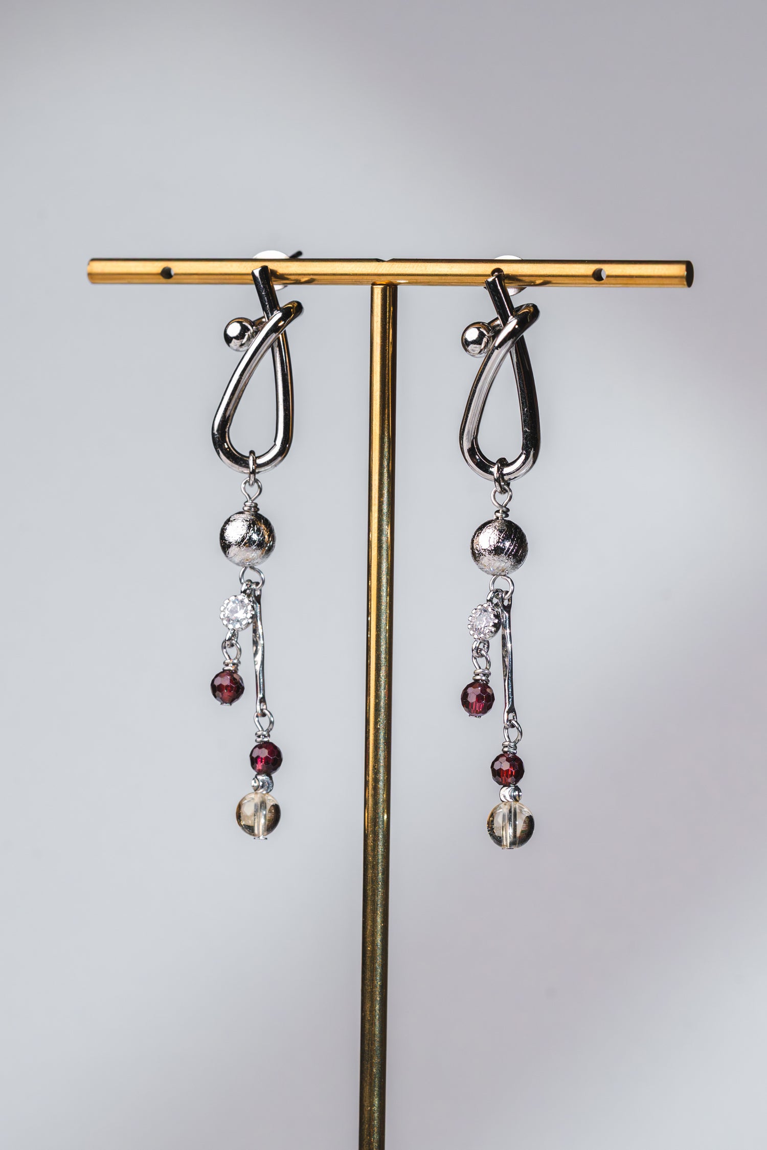 Lunara Earrings - Citrine, Meteorite & Garnet Crystals