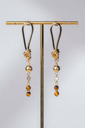 Valora Earrings - Meteorite & Tigereye Crystal