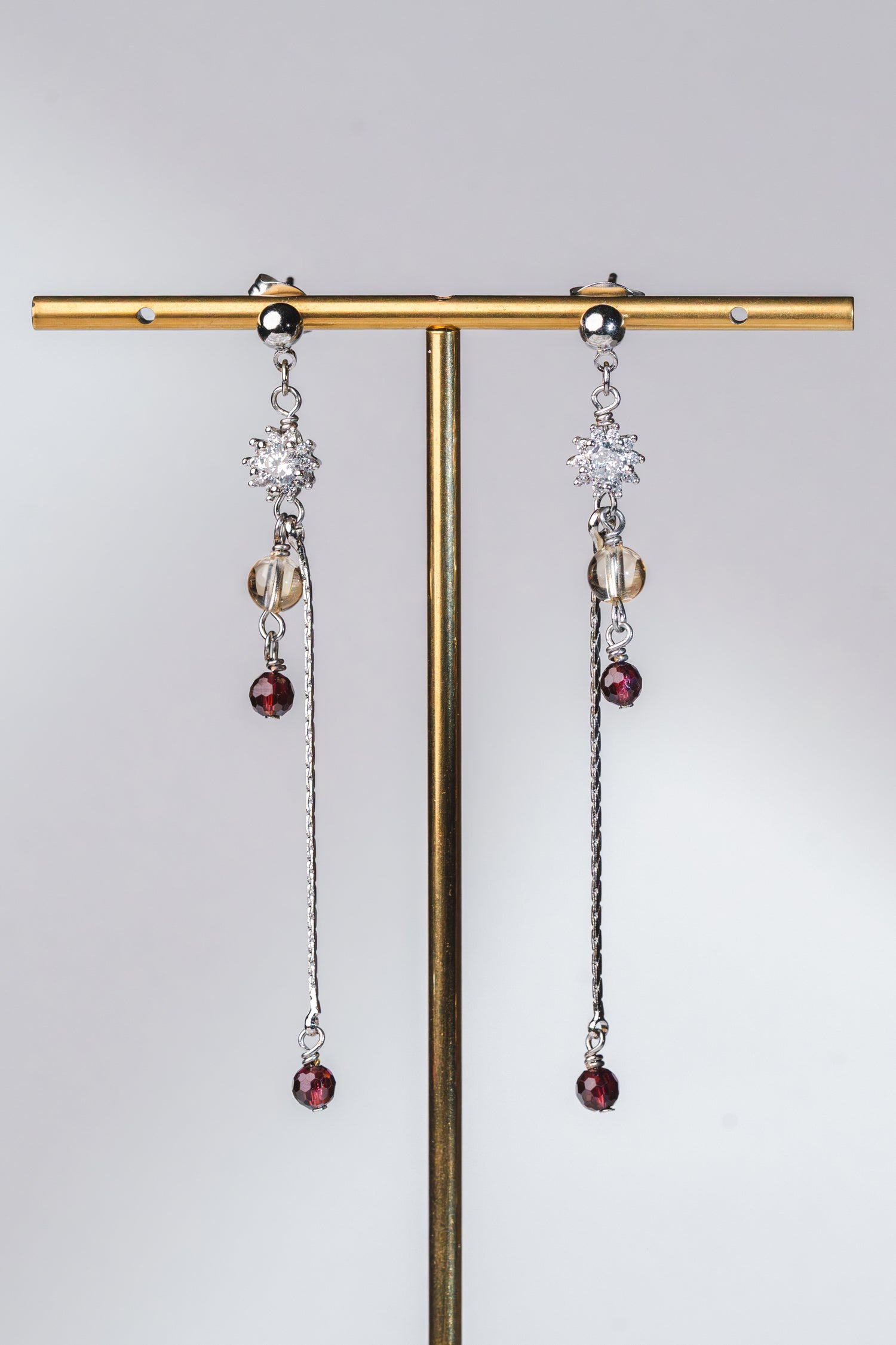 Lovelle Earrings - Citrine & Garnet Crystals