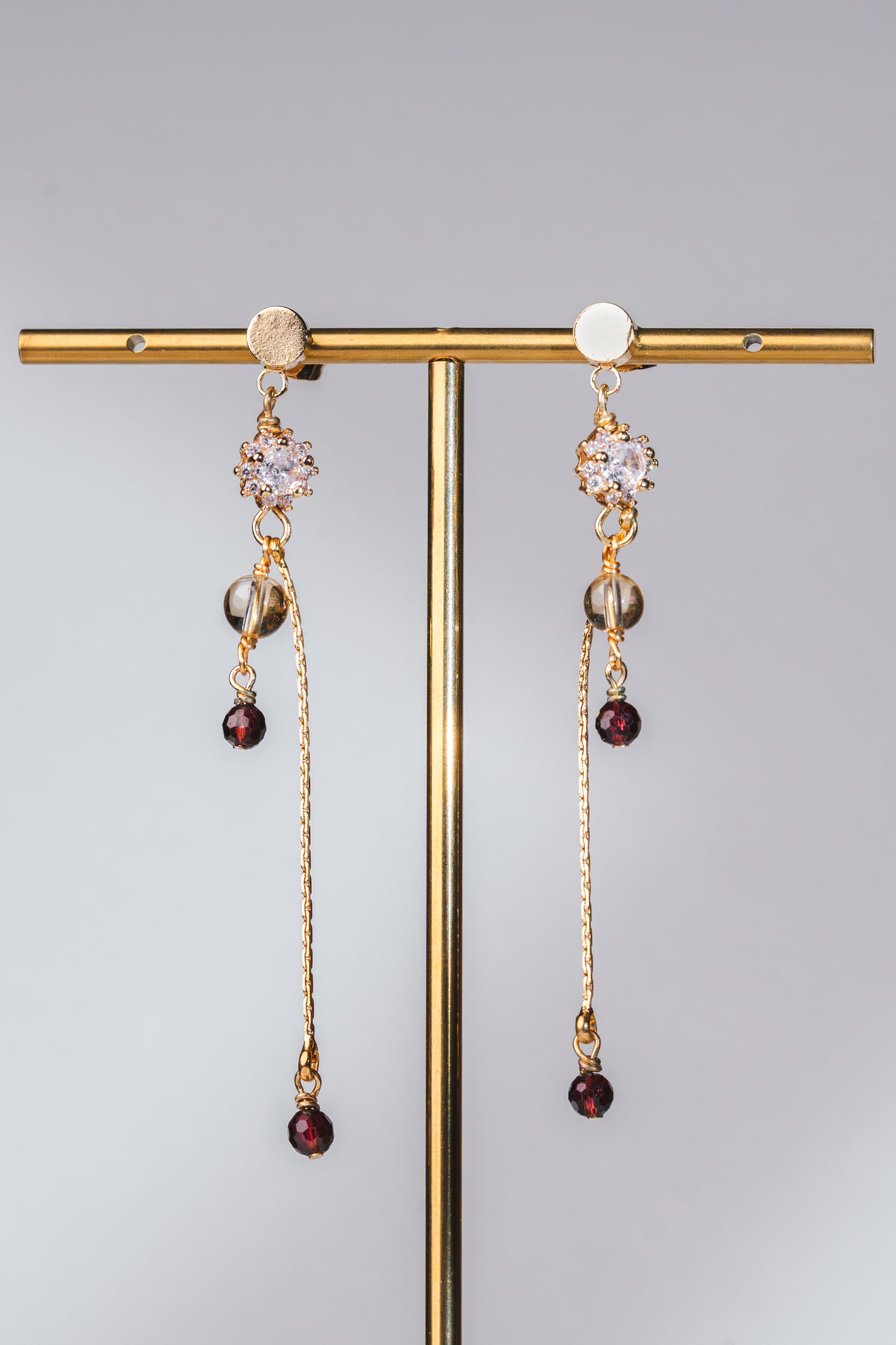 Lovelle Earrings - Citrine & Garnet Crystals
