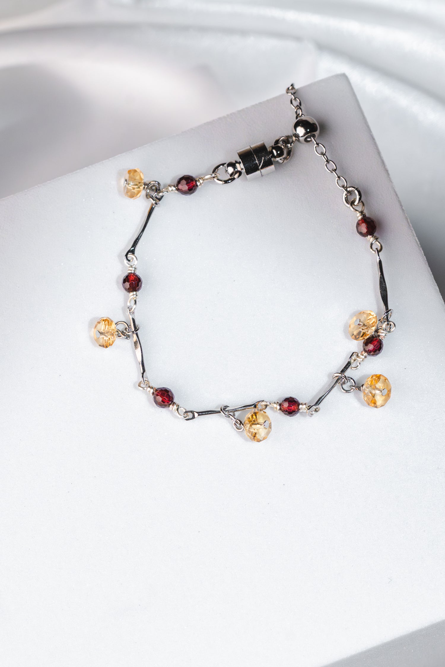 Amora Bracelet - Garnet & Citrine Crystals