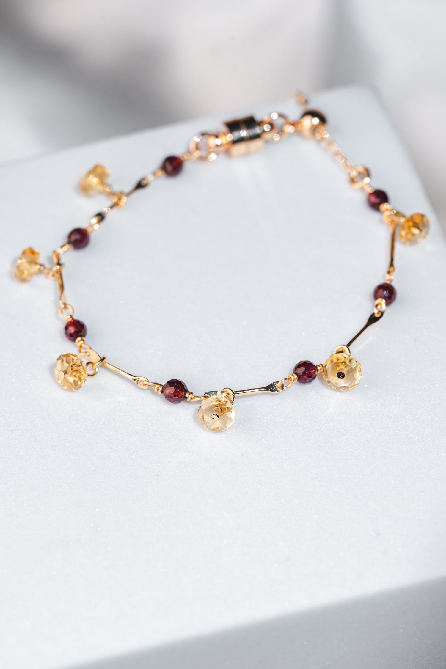 Amora Bracelet - Garnet & Citrine Crystals