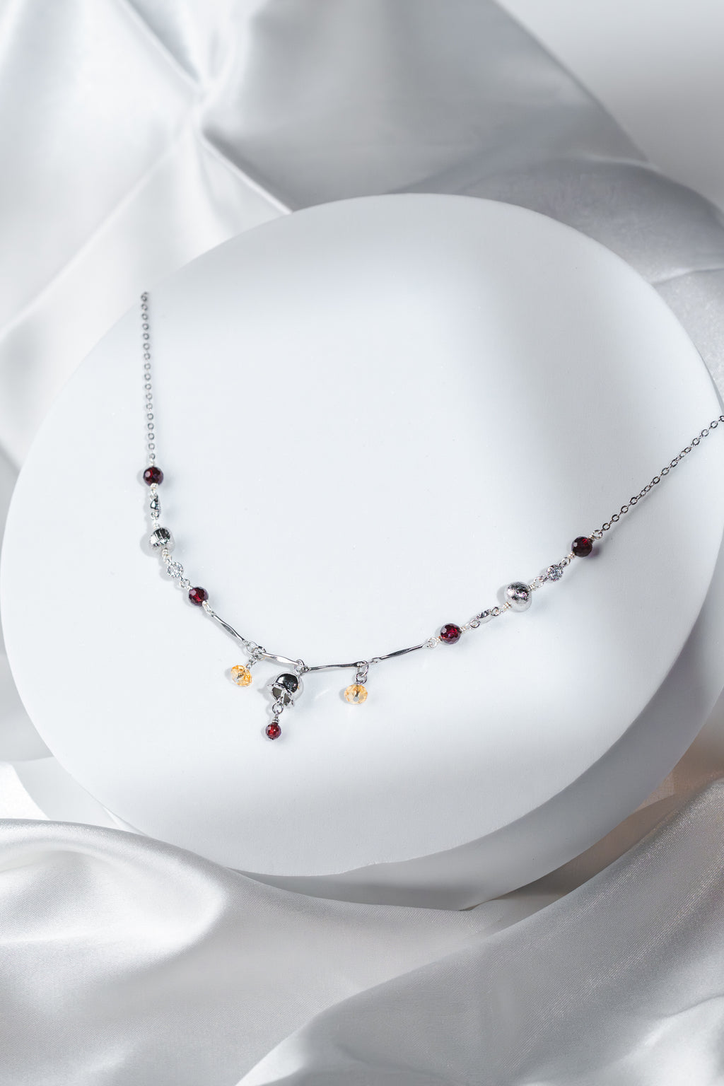 Abundia Necklace - Citrine, Meteorite & Garnet Crystals