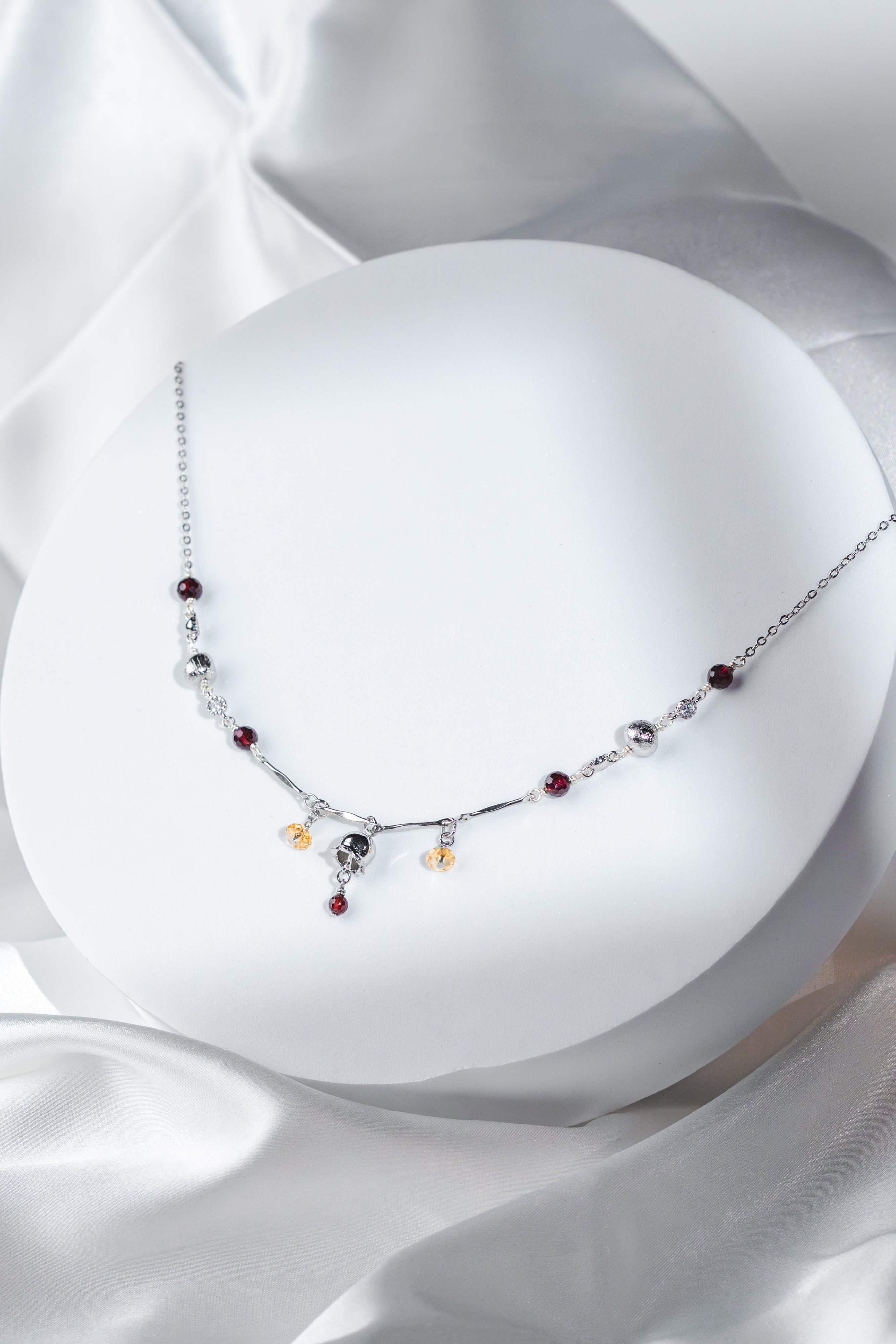 Abundia Necklace - Citrine, Meteorite & Garnet Crystals