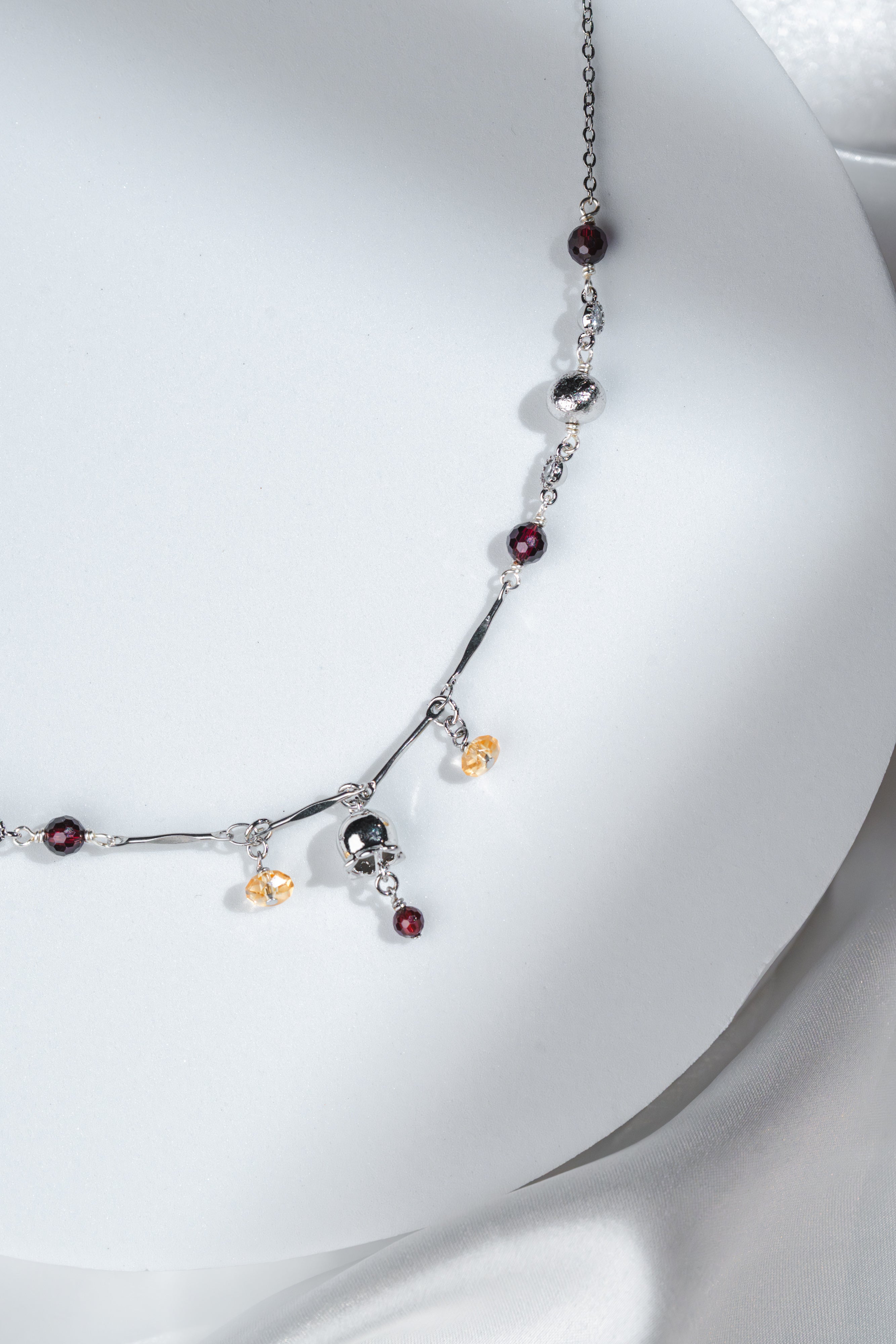 Abundia Necklace - Citrine, Meteorite & Garnet Crystals