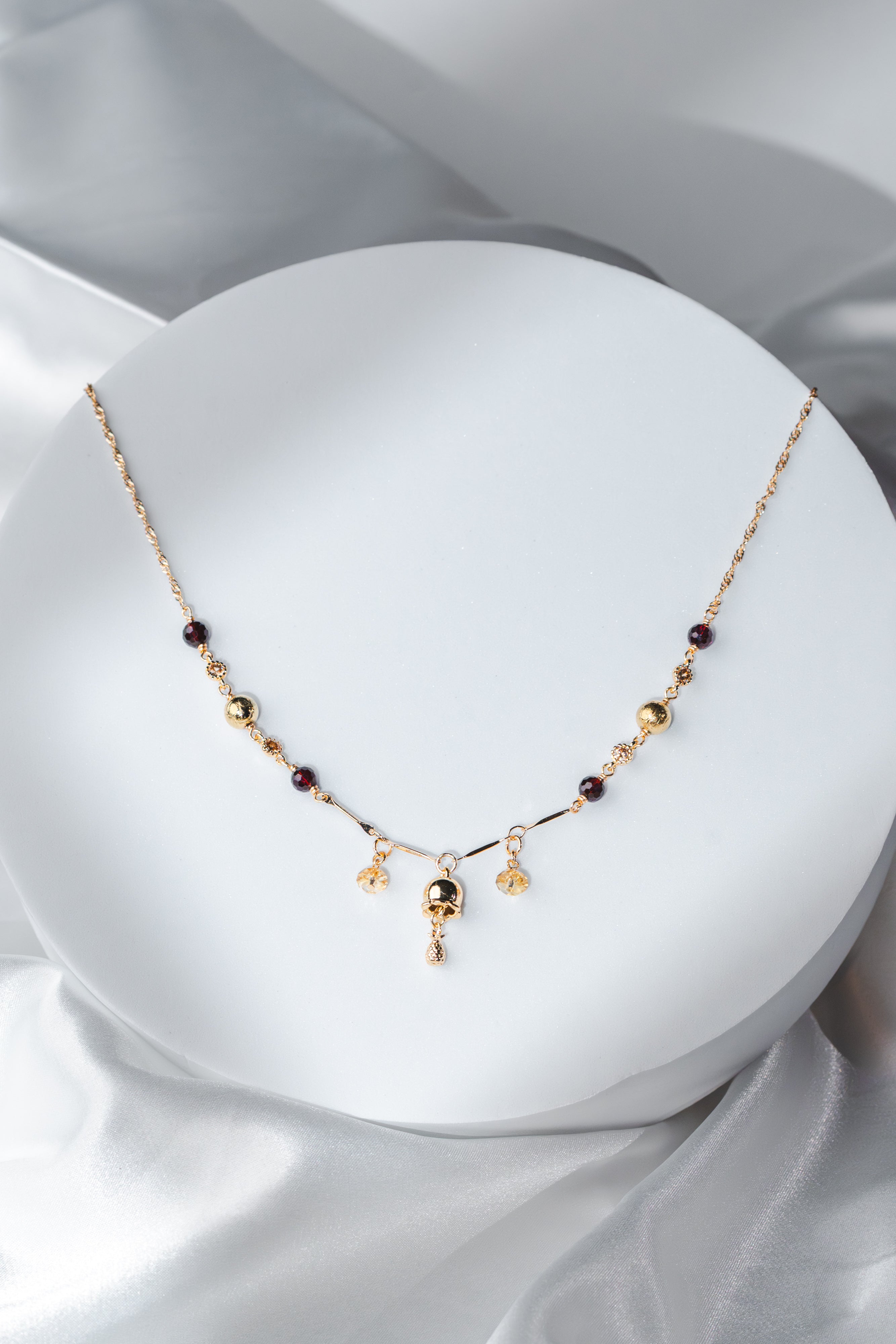 Abundia Necklace - Citrine, Meteorite & Garnet Crystals