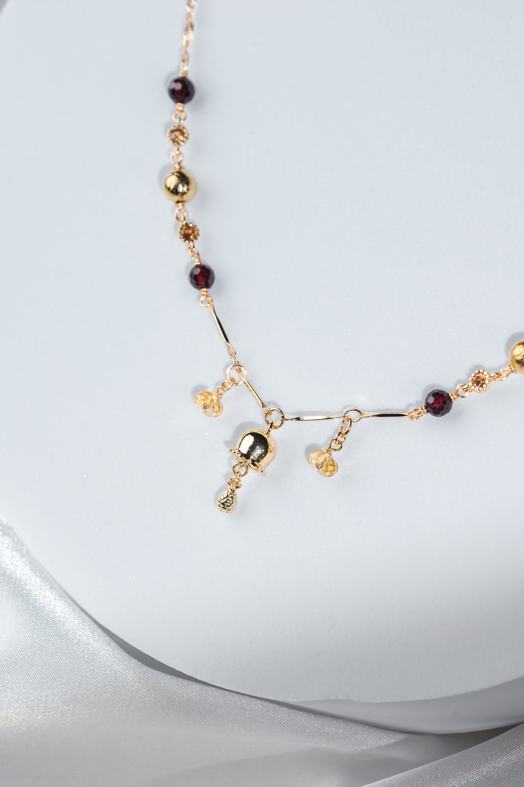 Abundia Necklace - Citrine, Meteorite & Garnet Crystals