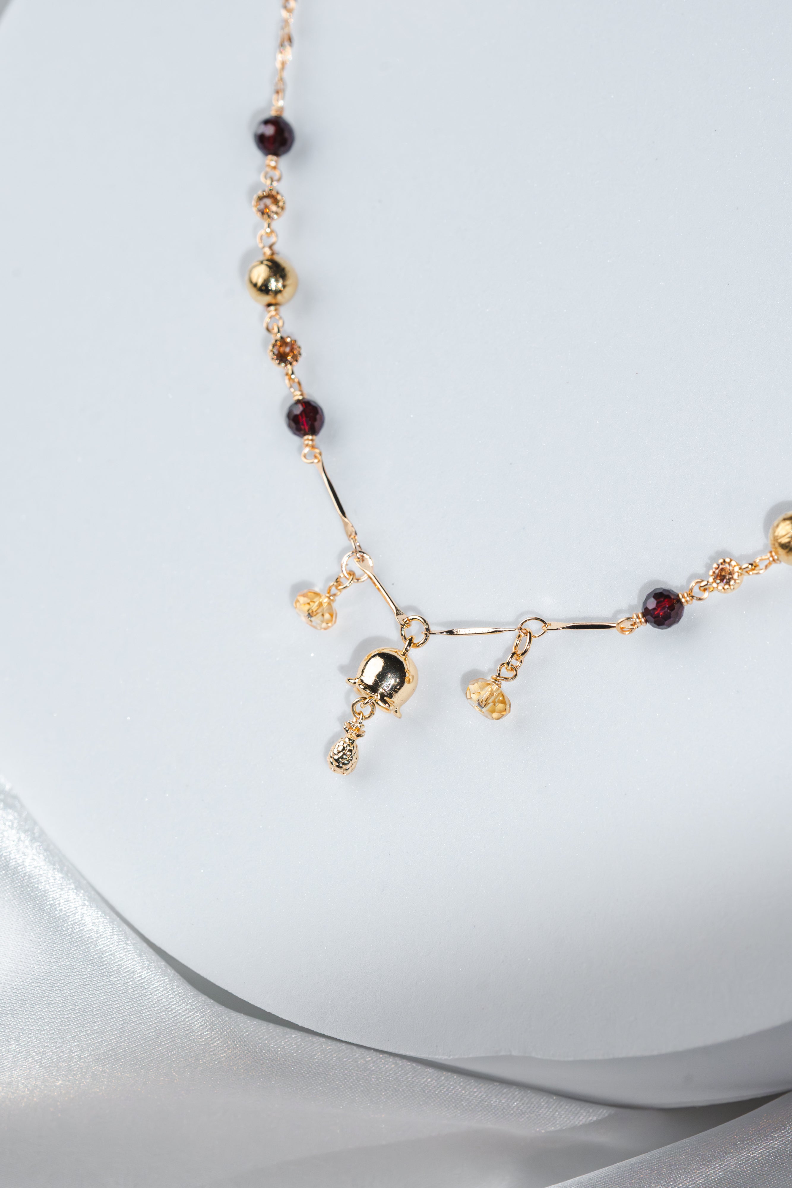 Abundia Necklace - Citrine, Meteorite & Garnet Crystals
