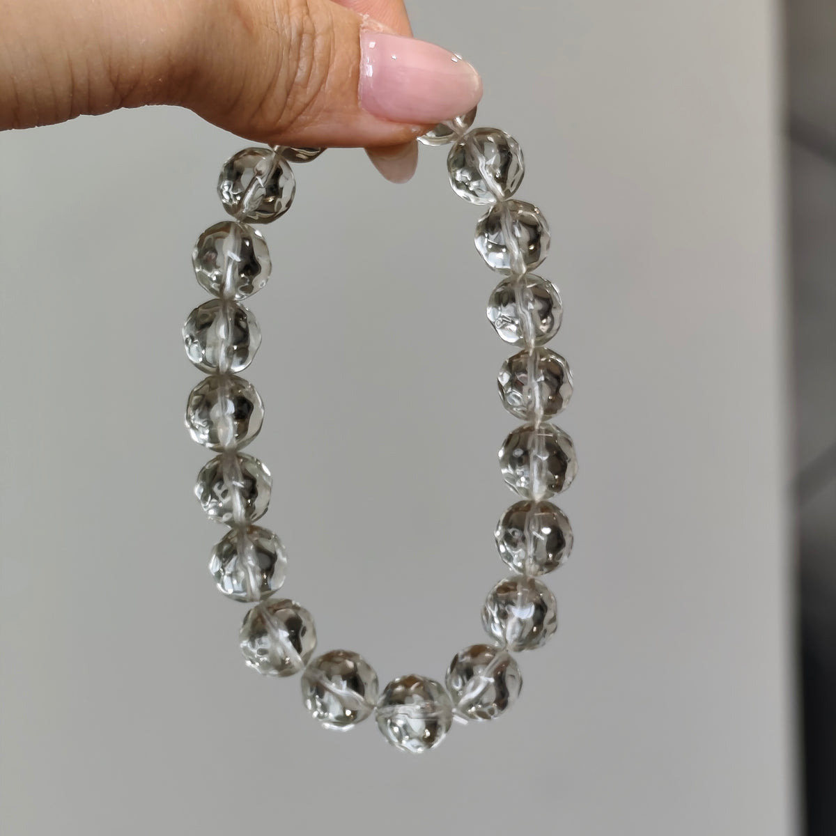 Green Quartz Irregular Faceted Round, 9.5mm