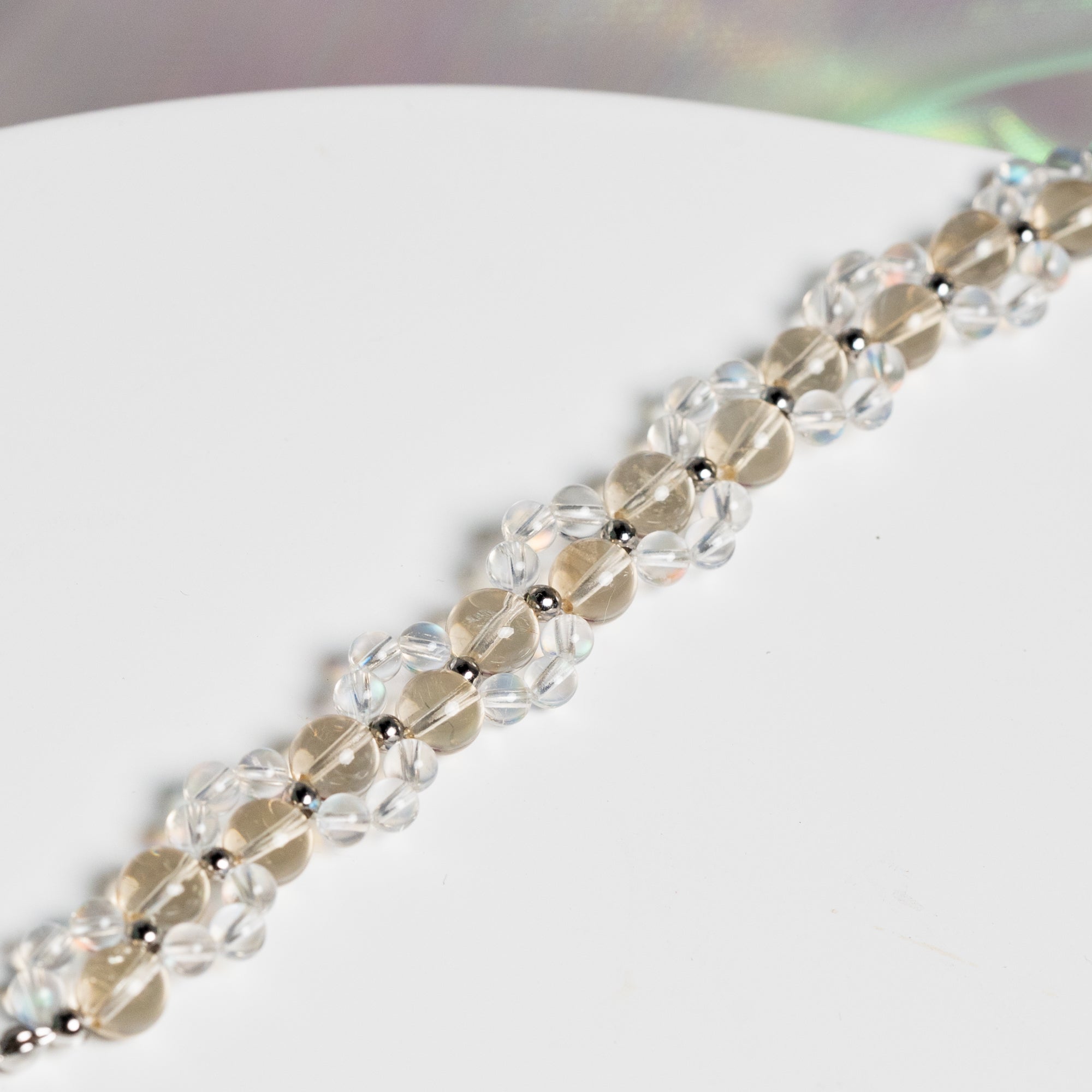 Neko Series Citrine x Madagascar Moonstone Crystal Bracelet 3-in-1 Mechanism White Gold