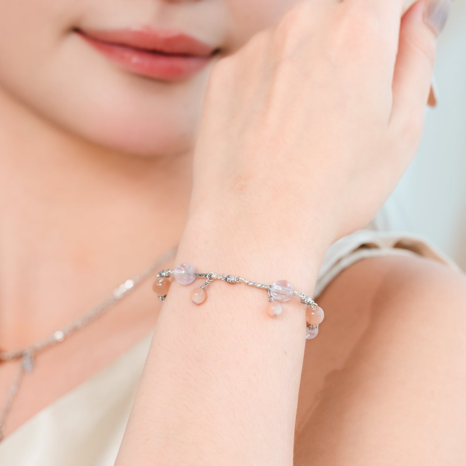 Emerge Bracelet - Peach Moonstone & Kunzite