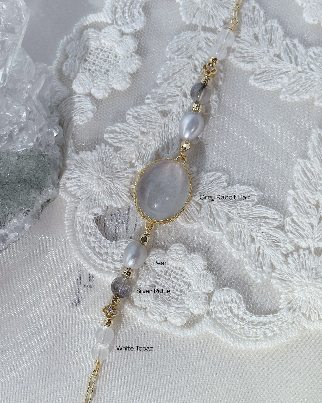 [14 May Launch] Grey Rabbit Hair Pearl Silver Rutile