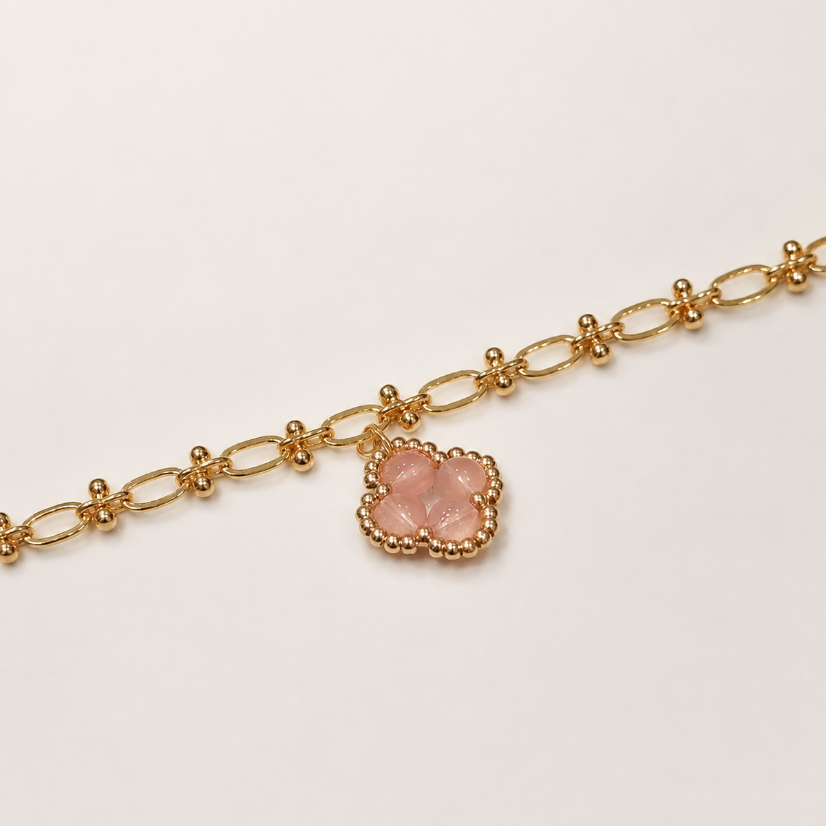 Rose Quartz - CL. OVER Series Bracelet 3-in-1 Mechanism 14K Gold