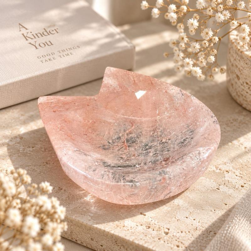 Pink Azeztulite Bowl for Decorative Use