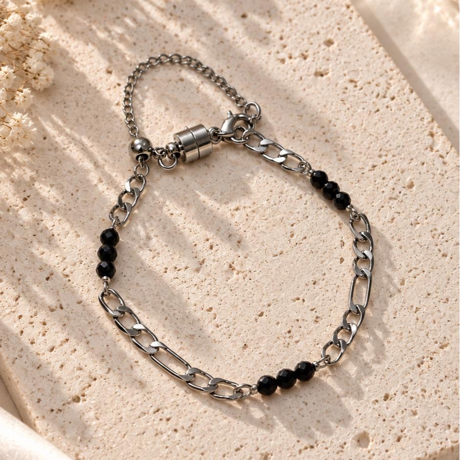 Edgelle Stacker Bracelet | Black Spinel, Rose Quartz, Garnet