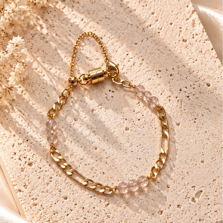 Edgelle Stacker Bracelet | Black Spinel, Rose Quartz, Garnet