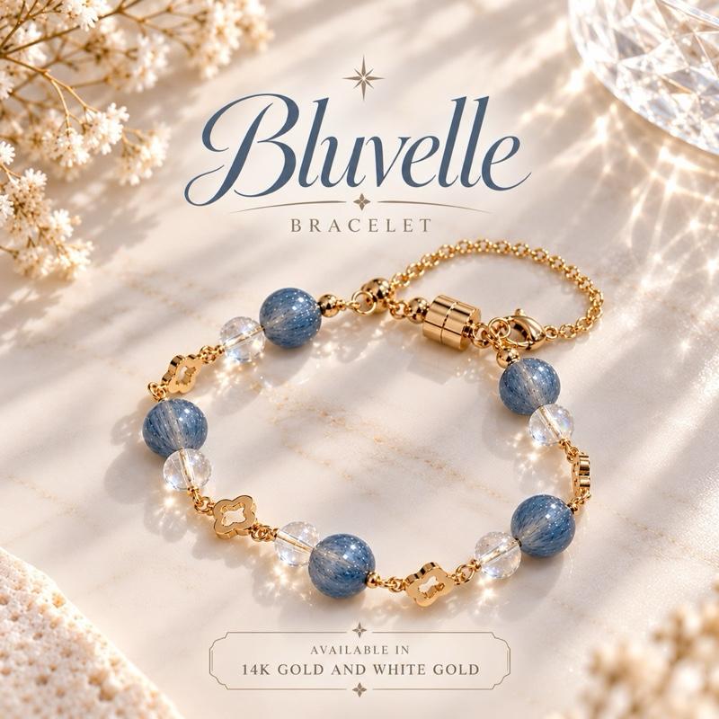 [AGGY] Bluvelle Bracelet | Blue Rabbit Hair, Madagascar Moonstone