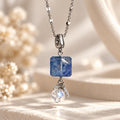 [AGGY] Dumortierite Cube Scenic Dangling Necklace | Madagascar Moonstone