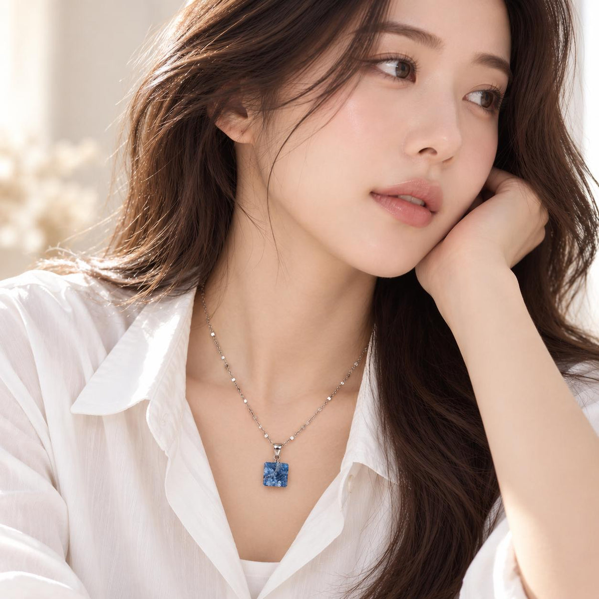 [AGGY] Dumortierite Cube Scenic Necklace